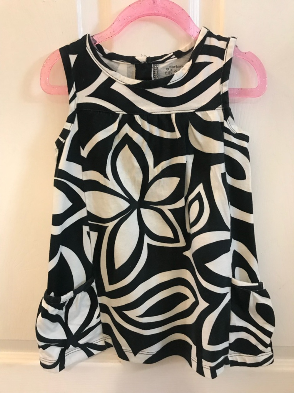 Carters Black & White Floral Tank Dress size 2t Preowned